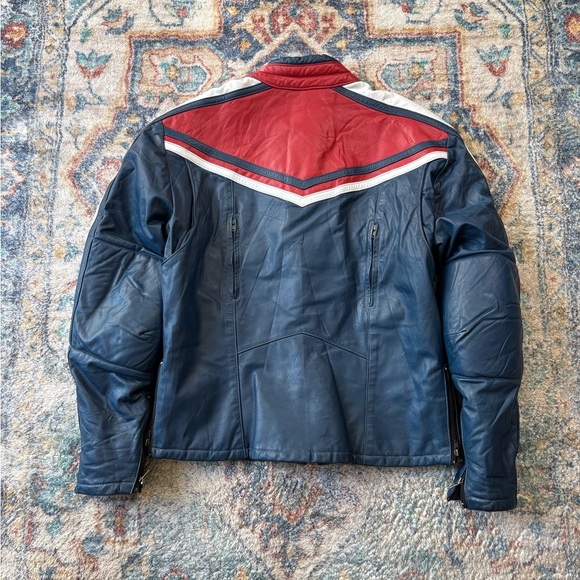 Vintage Leather Racing Zip-up Jacket Large - Picture 2 of 7